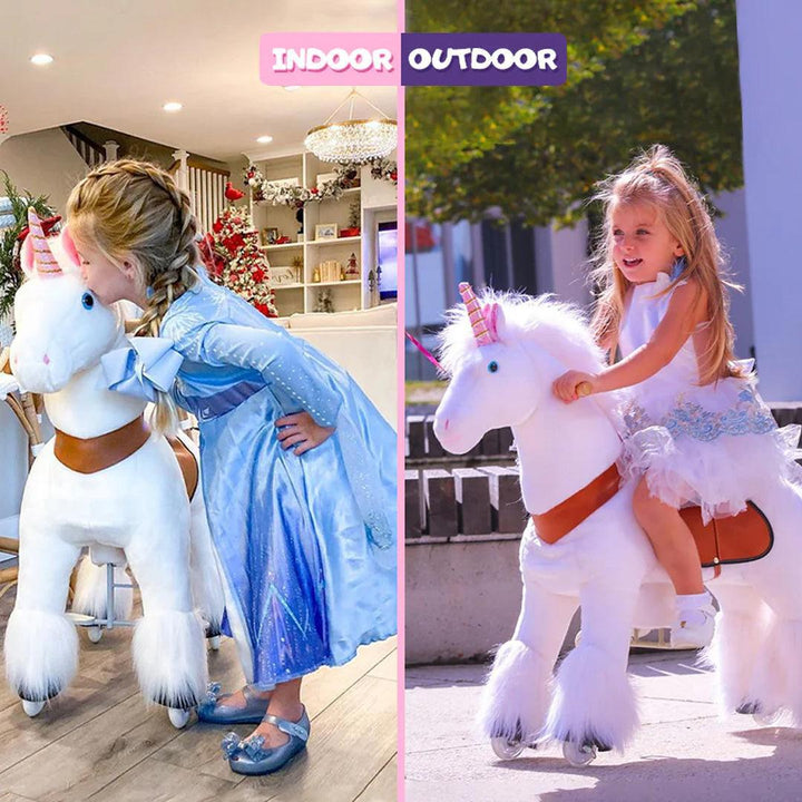 PonyCycle Ride on Pony Toy - White Unicorn