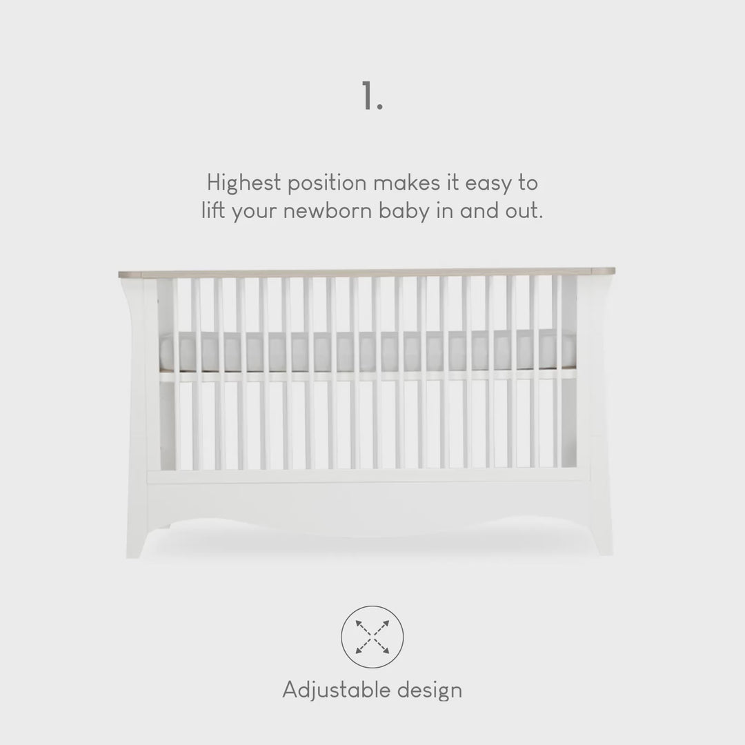 CuddleCo Clara Cot Bed - White/Ash