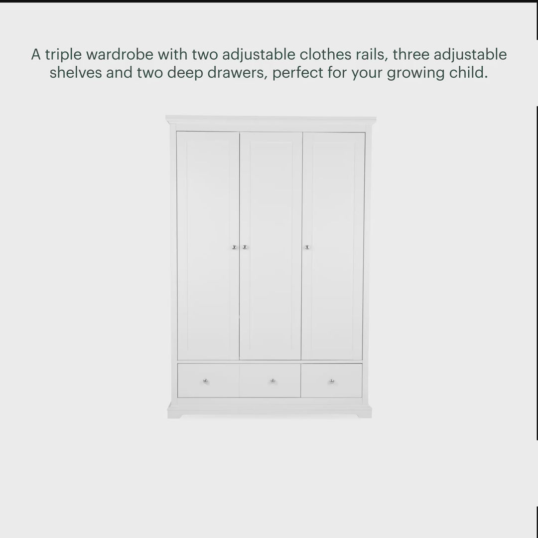 CuddleCo Beaumont Triple Wardrobe - White