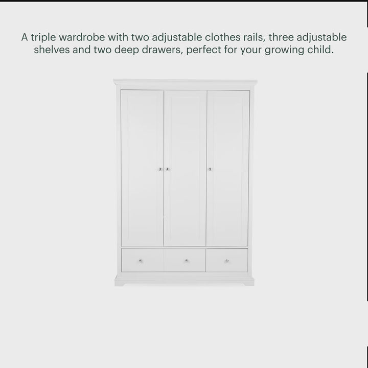 CuddleCo Beaumont Triple Wardrobe - White
