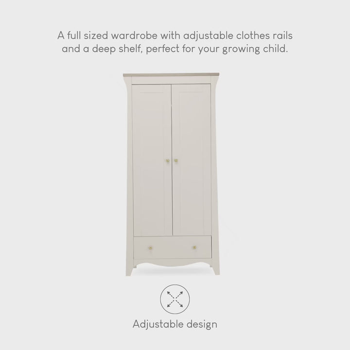 CuddleCo Clara 2-Door Double Wardrobe - Cashmere