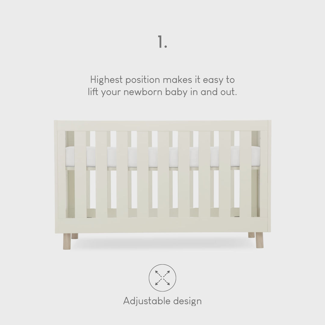 CuddleCo Harper Cot Bed - Cream & Ash