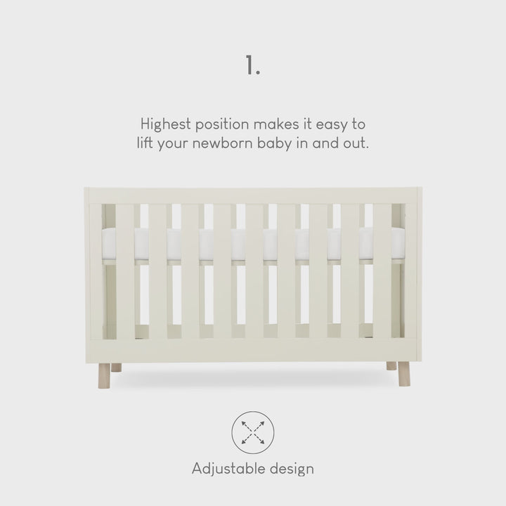 CuddleCo Harper Cot Bed - Cream & Ash