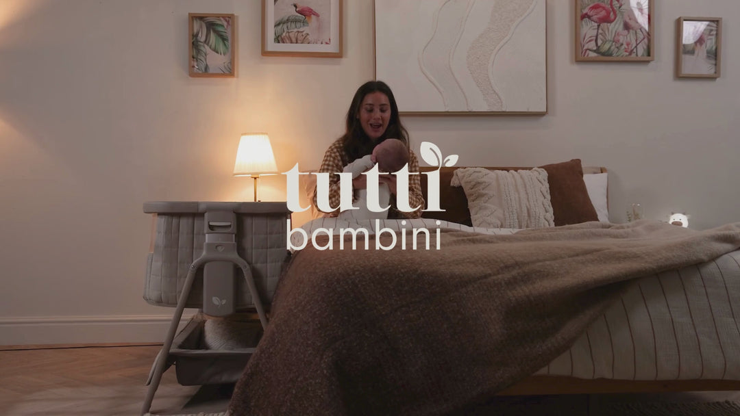 Tutti Bambini Cozee Sense Bedside Crib - Drifted Oak / Eucalyptus