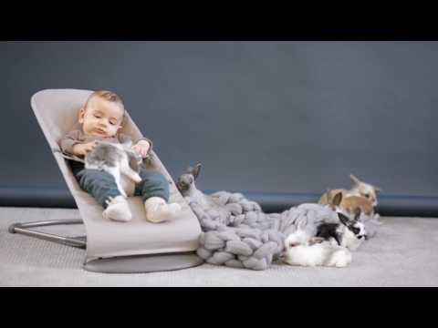 BabyBjörn Baby Bouncer Bliss + Toy - Googly Eyes Pastel - Grey Beige - Mesh