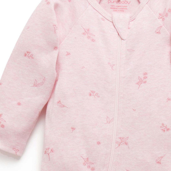 Purebaby 2 Pack Zip Sleepsuit - Pale Pink Blossom Pack-Sleepsuits-Pale Pink Blossom Pack-NB | Natural Baby Shower