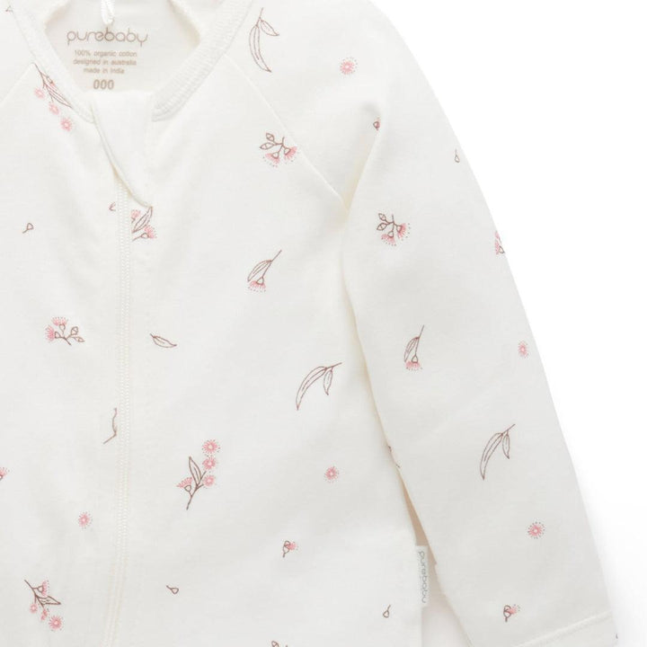 Purebaby 2 Pack Zip Sleepsuit - Pale Pink Blossom Pack-Sleepsuits-Pale Pink Blossom Pack-NB | Natural Baby Shower