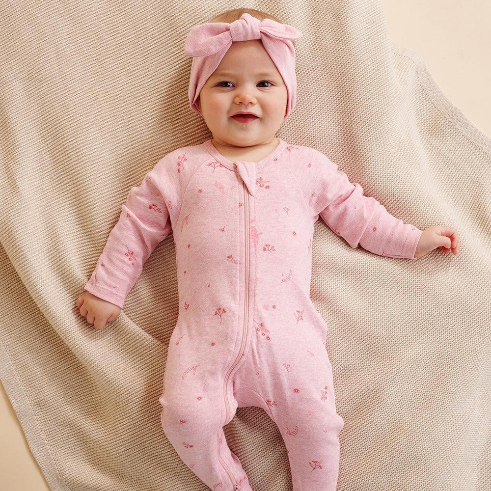 Purebaby 4 Pack Zip Sleepsuit - Vanilla Blossom Pack-Sleepsuits-Vanilla Blossom Pack-0-3m | Natural Baby Shower