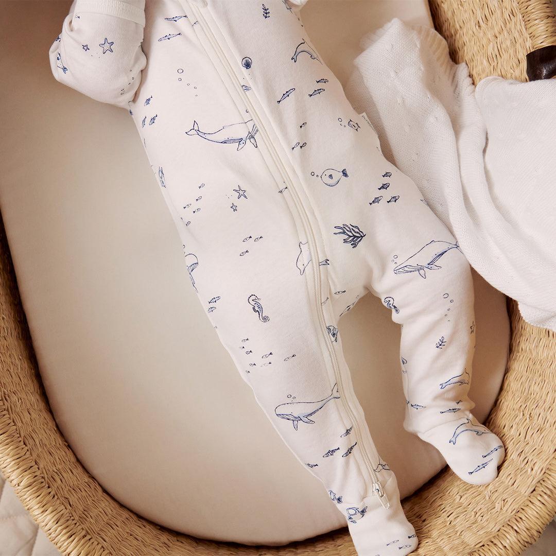 Purebaby 2 Pack Zip Sleepsuit - Vanilla Nautical Pack-Sleepsuits-Vanilla Nautical Pack-NB | Natural Baby Shower