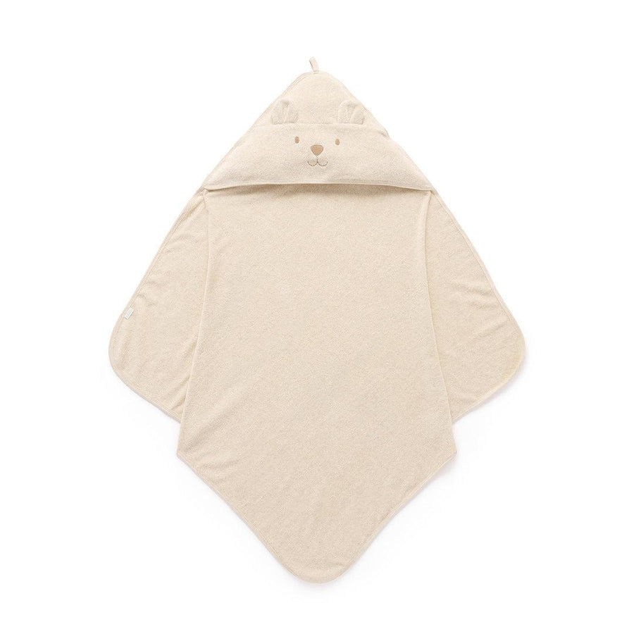 Purebaby Bear Hooded Towel - Wheat Melange-Bath Towels-Wheat Melange-One Size | Natural Baby Shower