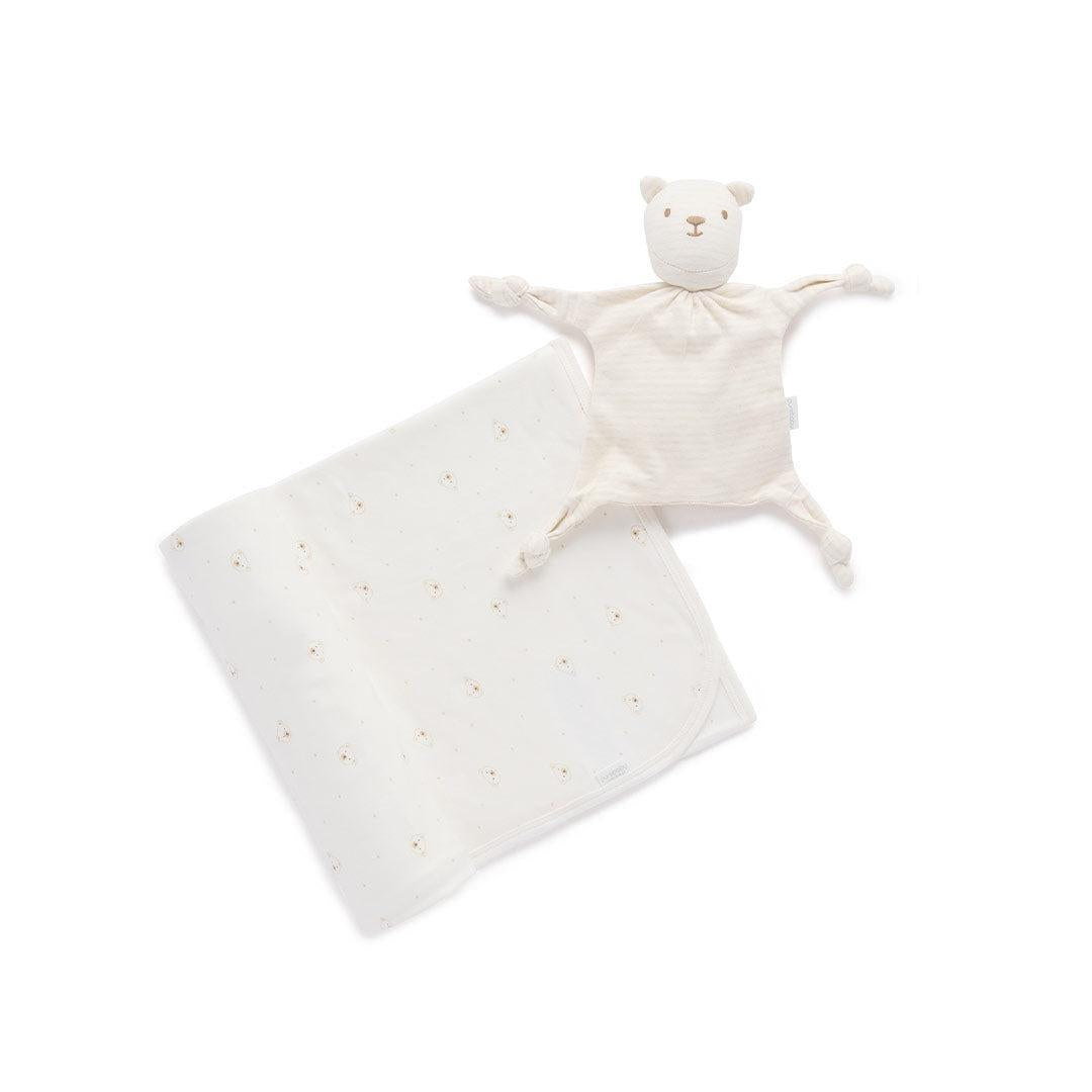 Purebaby Bunny Comforter & Swaddle Set - Vanilla Bear-Comforters-Vanilla Bear-One Size | Natural Baby Shower