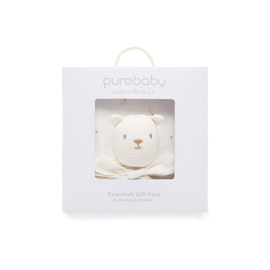 Purebaby Bunny Comforter & Swaddle Set - Vanilla Bear-Comforters-Vanilla Bear-One Size | Natural Baby Shower