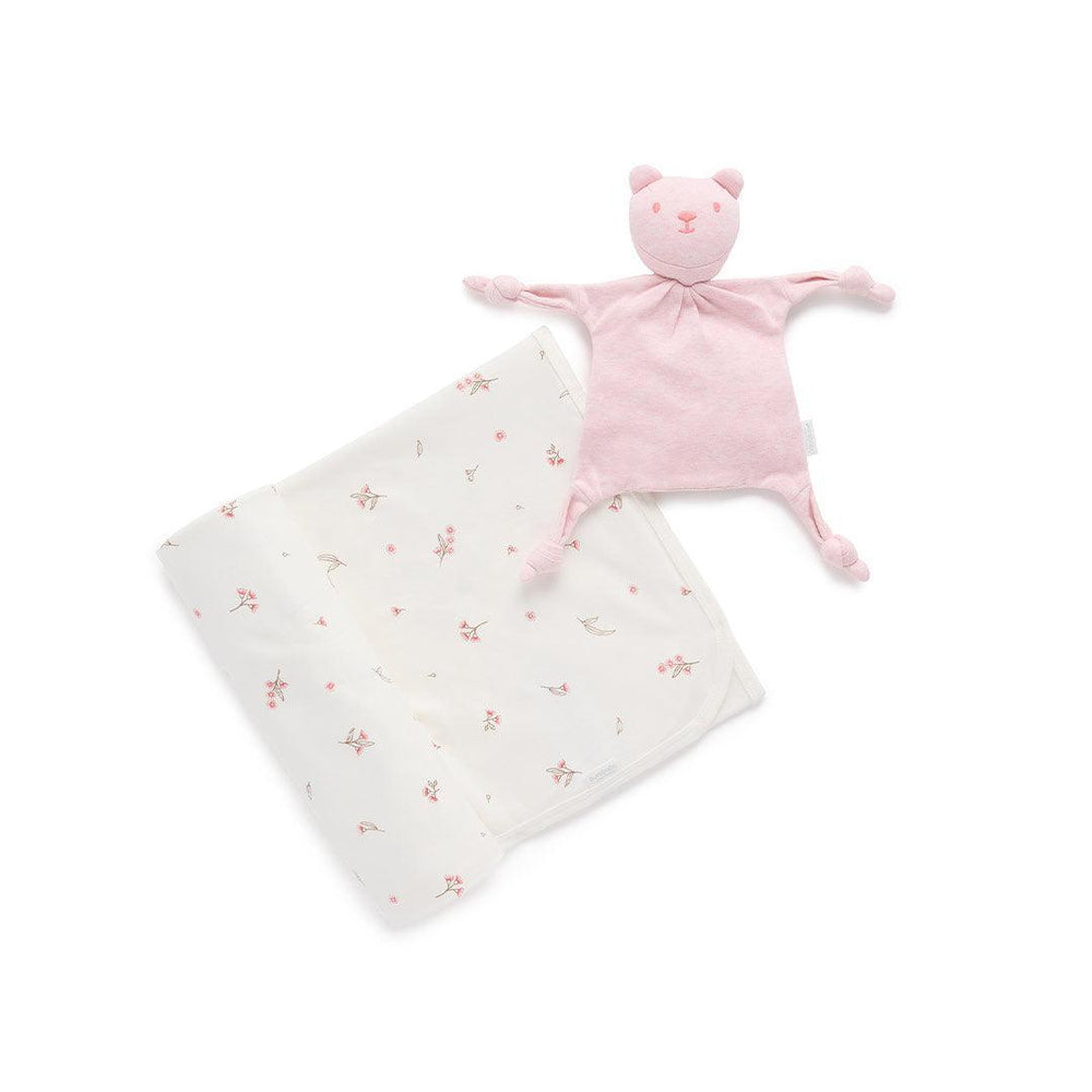 Purebaby Bunny Comforter & Swaddle Set - Vanilla Blossom-Comforters-Vanilla Blossom-One Size | Natural Baby Shower