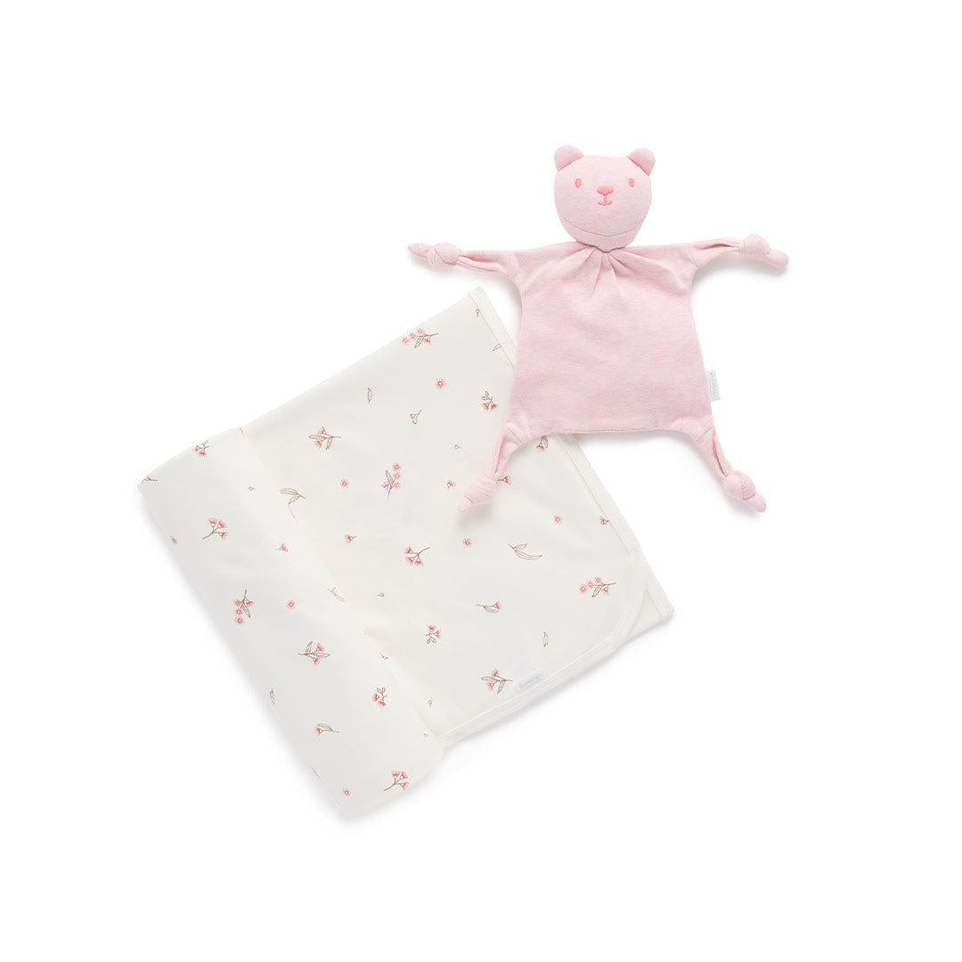 Purebaby Bunny Comforter & Swaddle Set - Vanilla Blossom-Comforters-Vanilla Blossom-One Size | Natural Baby Shower