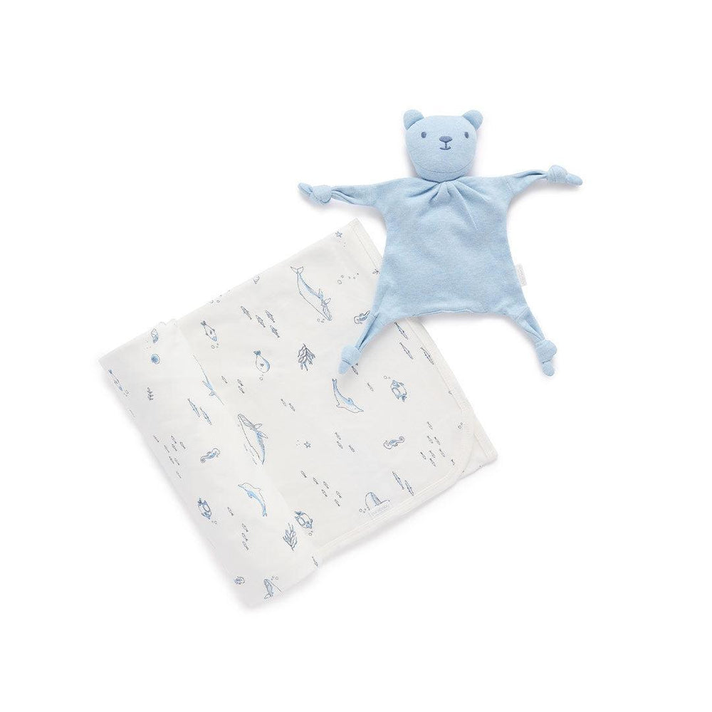 Purebaby Bunny Comforter & Swaddle Set - Vanilla Nautical-Comforters-Vanilla Nautical-One Size | Natural Baby Shower