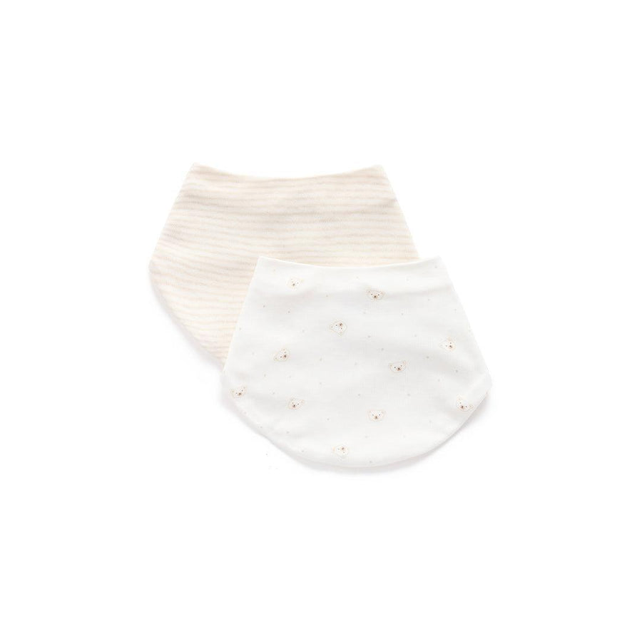 Purebaby Dribble Bib 2 Pack - Vanilla Bear Pack-Bibs-Vanilla Bear Pack-One Size | Natural Baby Shower