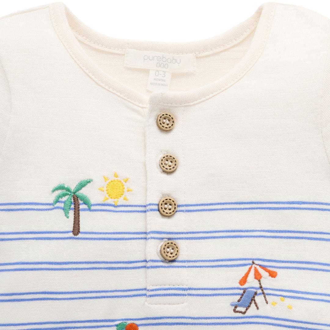 Purebaby Resort Growsuit - Pacific Mini Stripe-Sleepsuits-Pacific Mini Stripe-0-3m | Natural Baby Shower