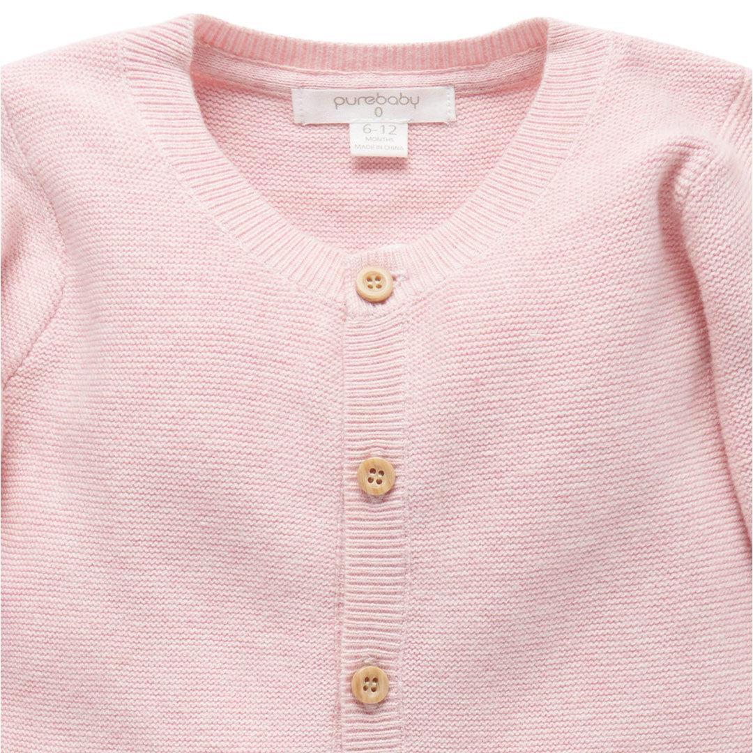 Purebaby Knit Cardigan - Pink Melange-Cardigans-Pink Melange-0-3m | Natural Baby Shower