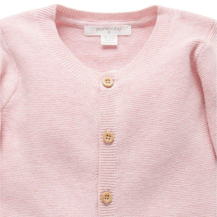 Purebaby Knit Cardigan - Pink Melange-Cardigans-Pink Melange-0-3m | Natural Baby Shower