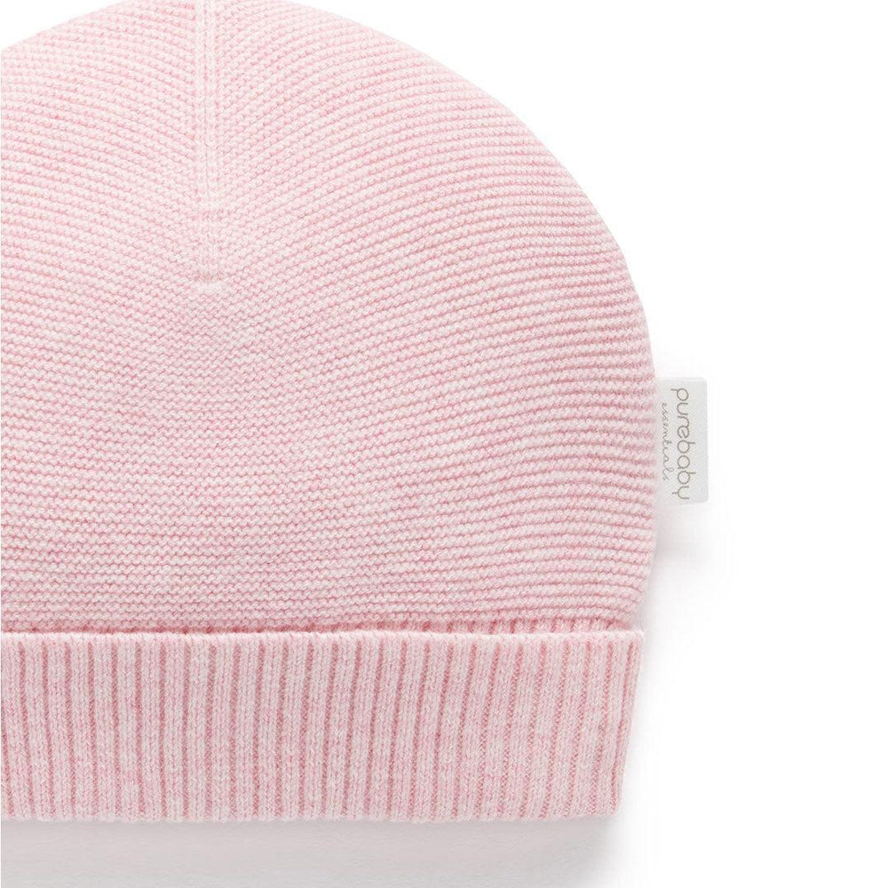 Purebaby Knit Baby Hat - Pink Melange-Hats-Pink Melange-NB | Natural Baby Shower