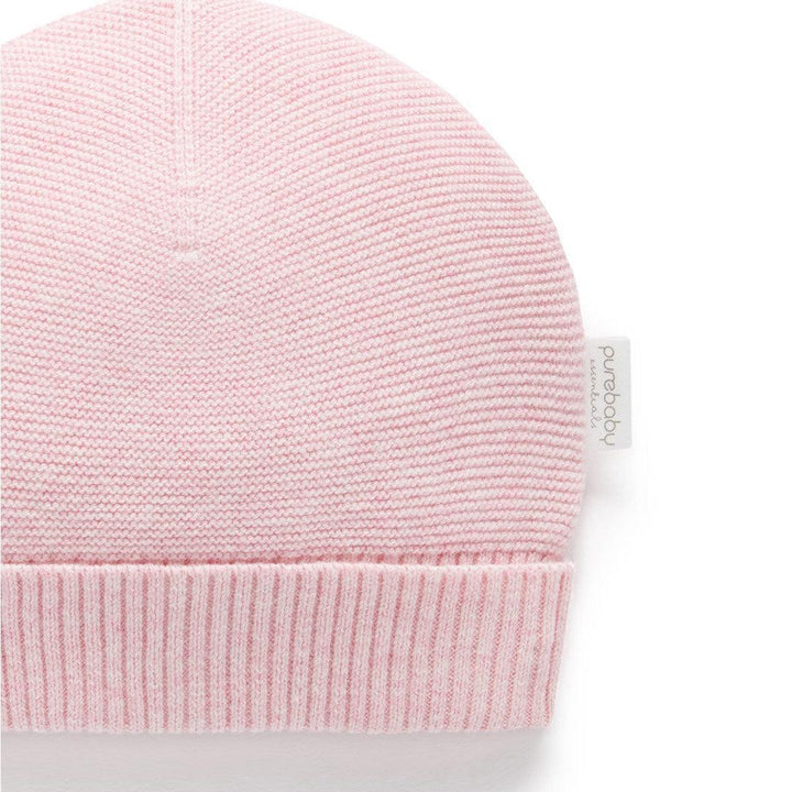 Purebaby Knit Baby Hat - Pink Melange-Hats-Pink Melange-NB | Natural Baby Shower