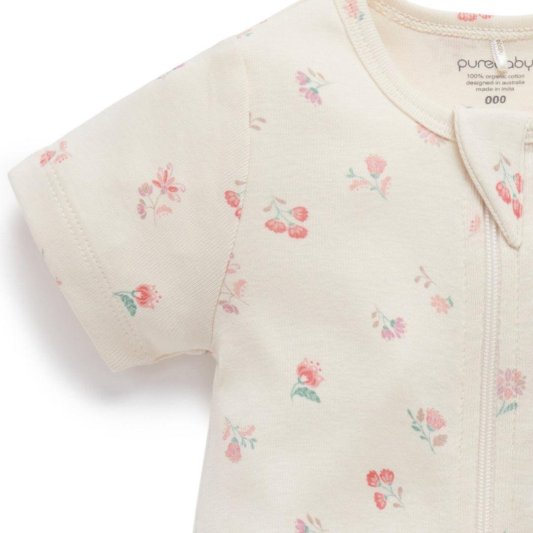 Purebaby 2 Pack Short Sleeved Digital Growsuit - Emilia Print-Sleepsuits-Emilia Print-0-3m | Natural Baby Shower