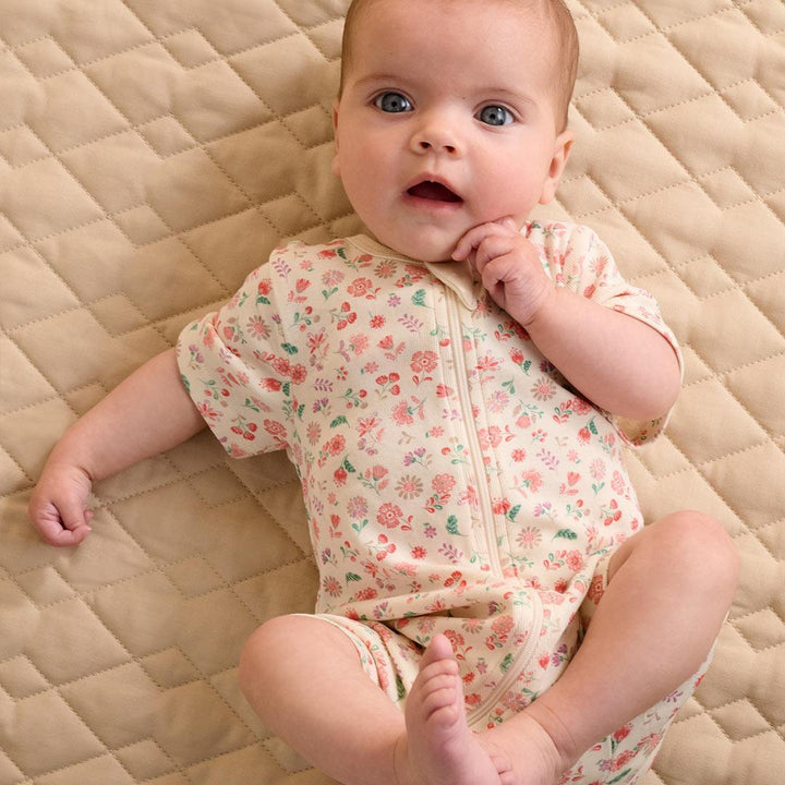Purebaby 2 Pack Short Sleeved Digital Growsuit - Emilia Print-Sleepsuits-Emilia Print-0-3m | Natural Baby Shower