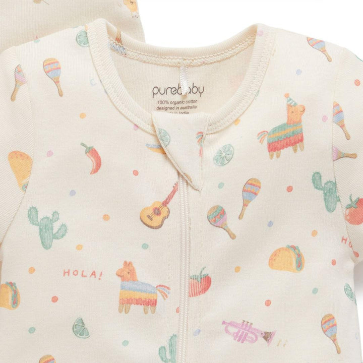 Purebaby 2 Pack Short Sleeved Digital Growsuit - Pinata Print-Sleepsuits-Pinata Print-0-3m | Natural Baby Shower