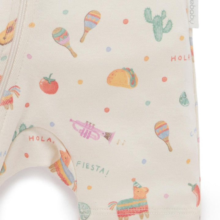 Purebaby 2 Pack Short Sleeved Digital Growsuit - Pinata Print-Sleepsuits-Pinata Print-0-3m | Natural Baby Shower