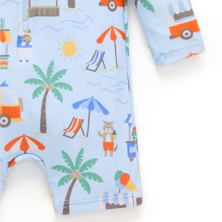 Purebaby Printed Long Sleeved Sunsuit - Cancun Print-Swimsuits-Cancun Print-3-6m | Natural Baby Shower