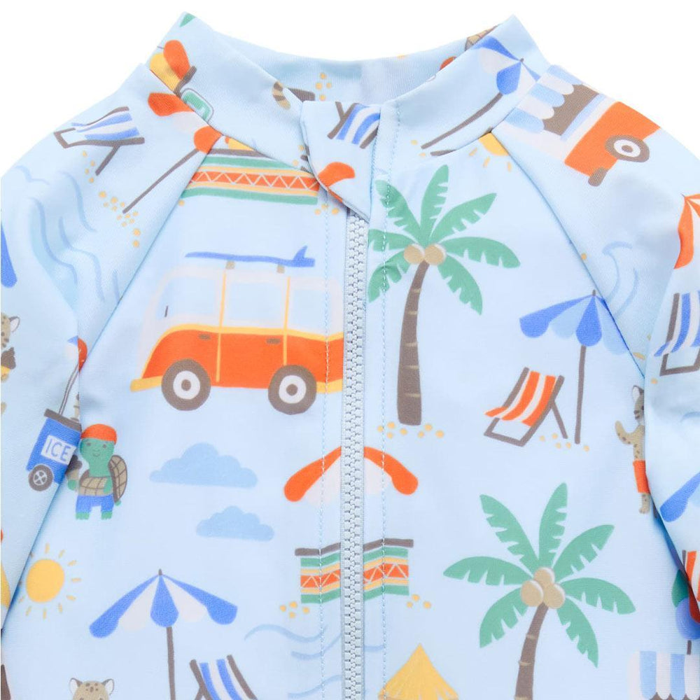 Purebaby Printed Long Sleeved Sunsuit - Cancun Print-Swimsuits-Cancun Print-3-6m | Natural Baby Shower