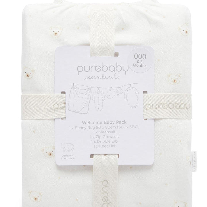 Purebaby Welcome Baby Gift Set - Vanilla Bear-Clothing Sets-Vanilla Bear-NB | Natural Baby Shower