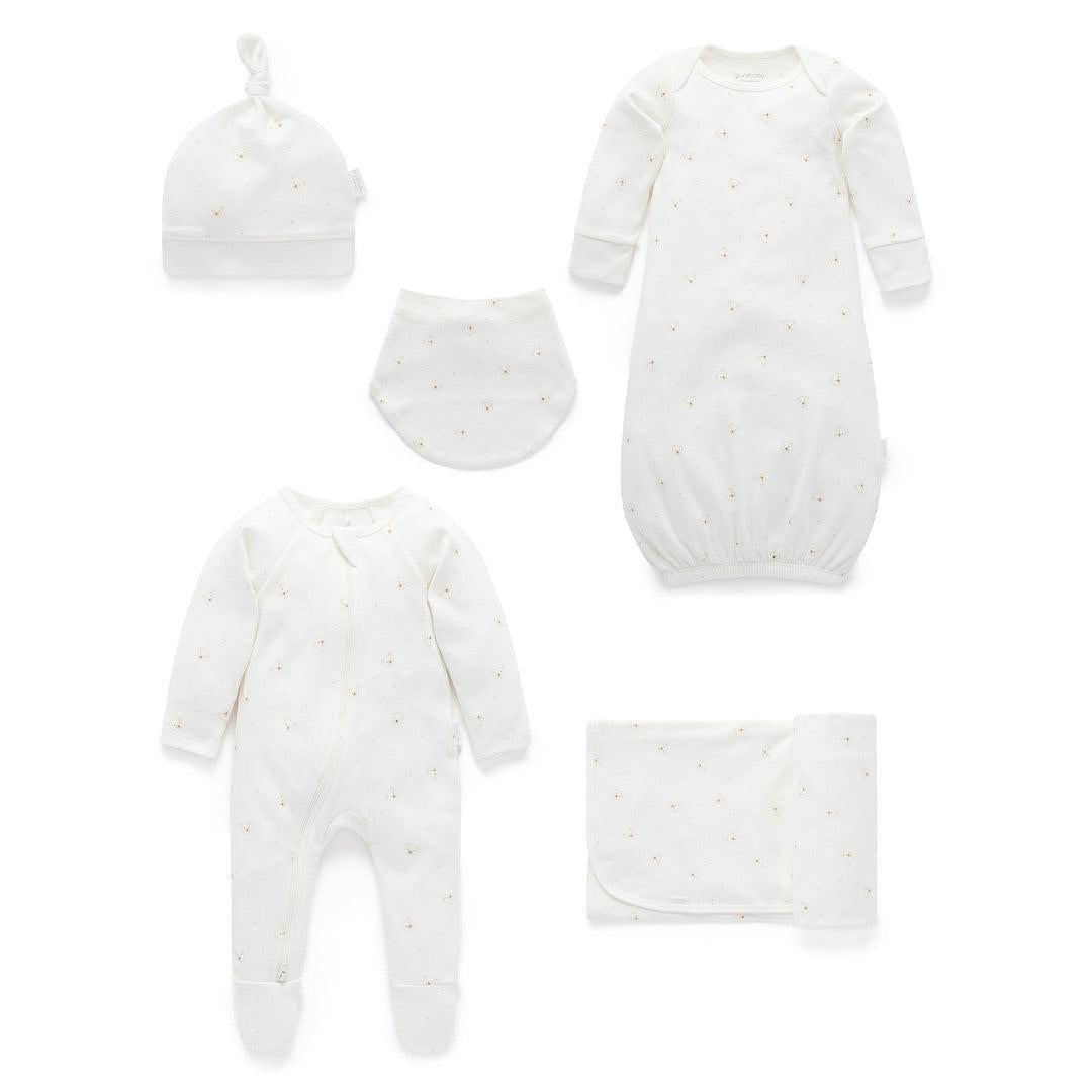 Purebaby Welcome Baby Gift Set - Vanilla Bear-Clothing Sets-Vanilla Bear-NB | Natural Baby Shower