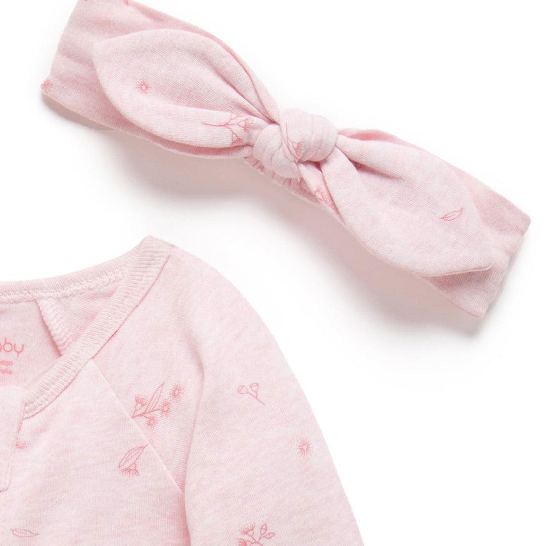 Purebaby Zip Sleepsuit & Headband Set - Pale Pink Blossom-Clothing Sets-Pale Pink Blossom-NB | Natural Baby Shower