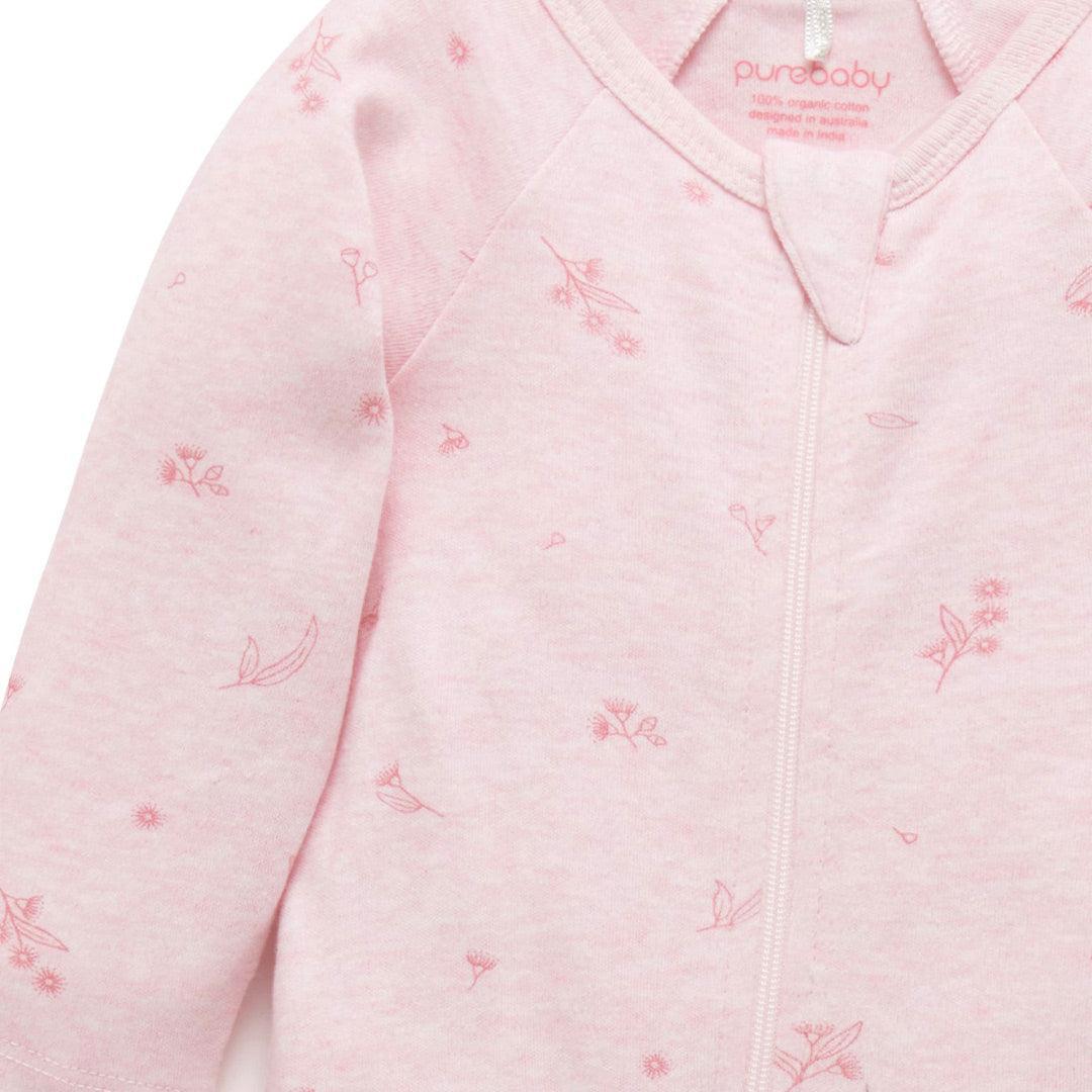 Purebaby Zip Sleepsuit & Headband Set - Pale Pink Blossom-Clothing Sets-Pale Pink Blossom-NB | Natural Baby Shower