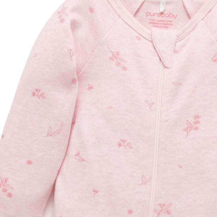 Purebaby Zip Sleepsuit & Headband Set - Pale Pink Blossom-Clothing Sets-Pale Pink Blossom-NB | Natural Baby Shower