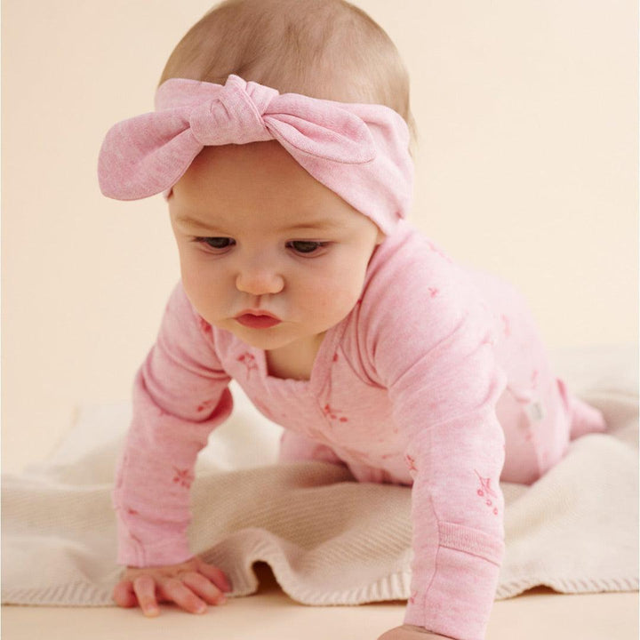 Purebaby Zip Sleepsuit & Headband Set - Pale Pink Blossom-Clothing Sets-Pale Pink Blossom-NB | Natural Baby Shower