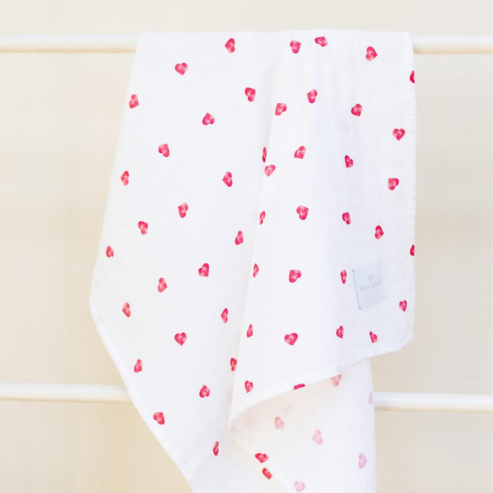 Rosa & Blue Muslin Squares - Heart - 3 Pack-Muslin Squares-Heart- | Natural Baby Shower