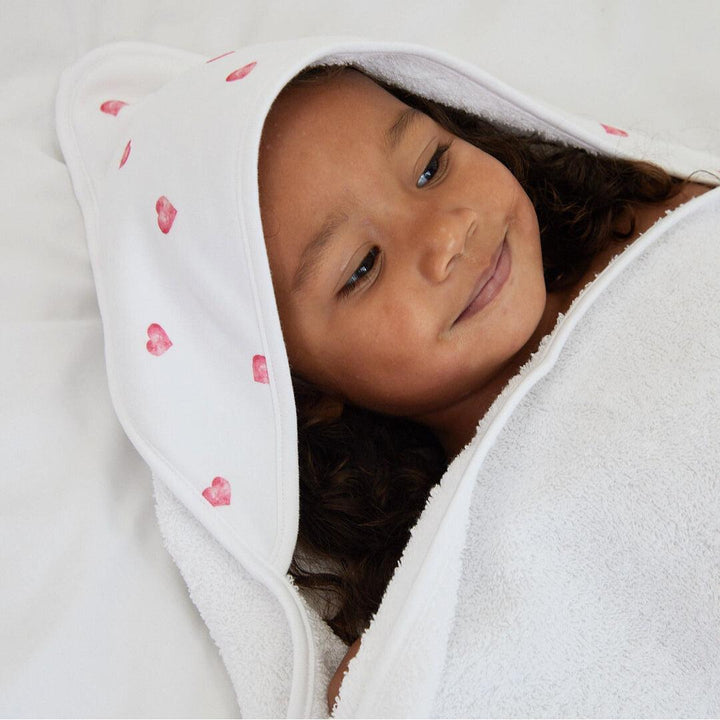 Rosa & Blue Hooded Towel - Heart-Bath Towels-Heart-100x100cm | Natural Baby Shower