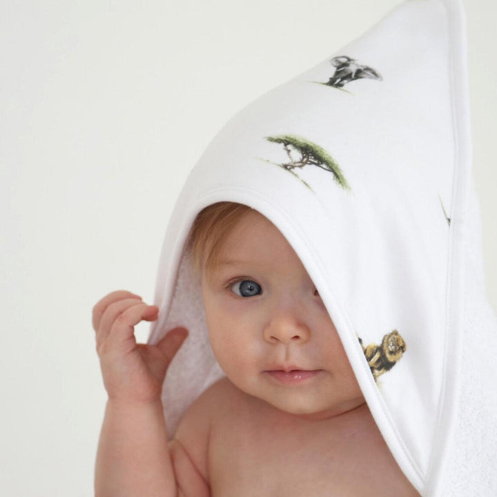 Rosa & Blue Hooded Towel - Safari-Bath Towels-Safari-100x100cm | Natural Baby Shower
