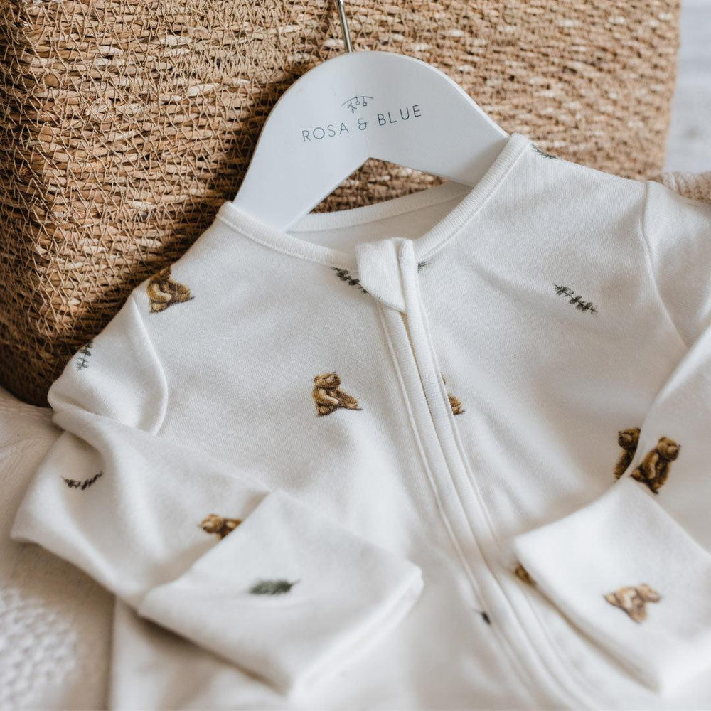 Rosa & Blue Sleepsuit - Brown Bear-Sleepsuits-Brown Bear-Newborn | Natural Baby Shower