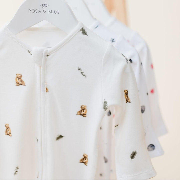 Rosa & Blue Sleepsuit - Brown Bear-Sleepsuits-Brown Bear-Newborn | Natural Baby Shower