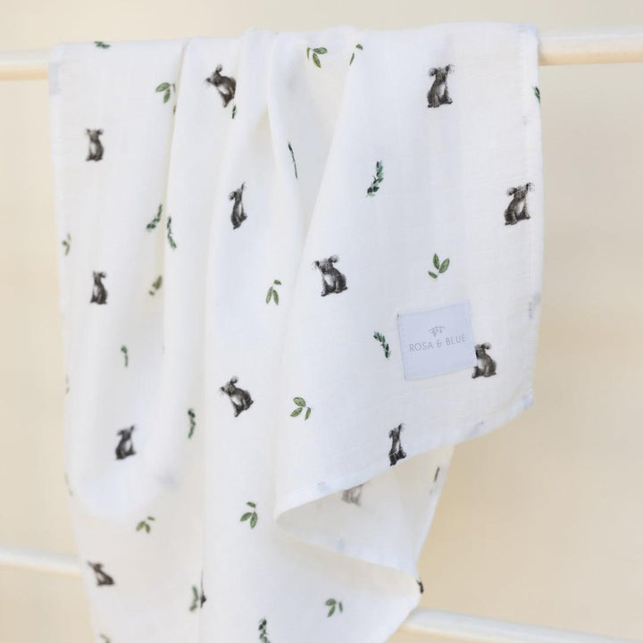 Rosa & Blue Muslin Squares - Koala - 3 Pack-Muslin Squares-Koala- | Natural Baby Shower