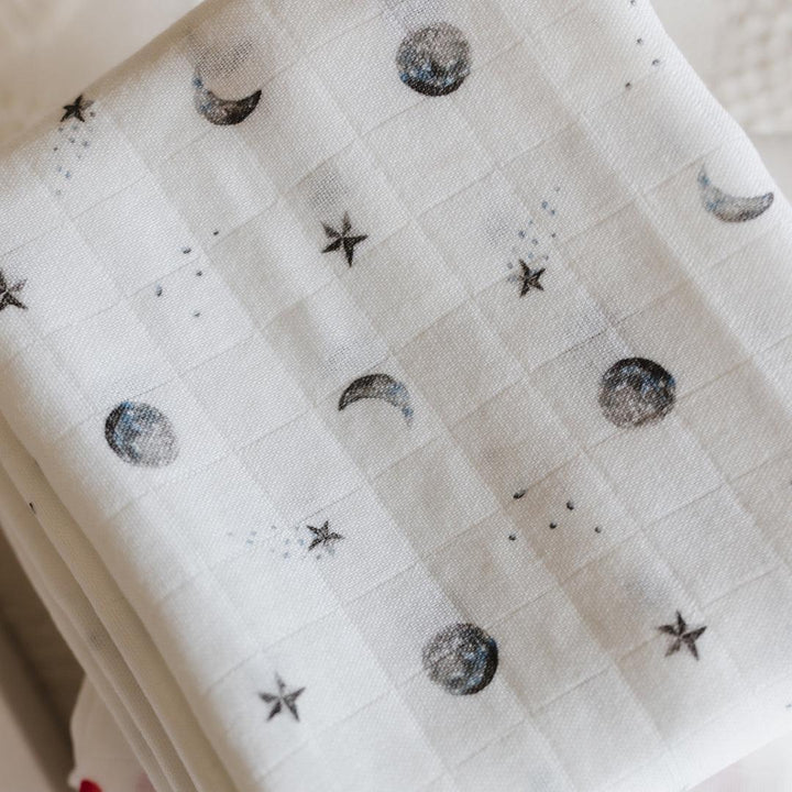 Rosa & Blue Muslin Squares - Starlit Moon - 3 Pack-Muslin Squares-Starlit Moon- | Natural Baby Shower