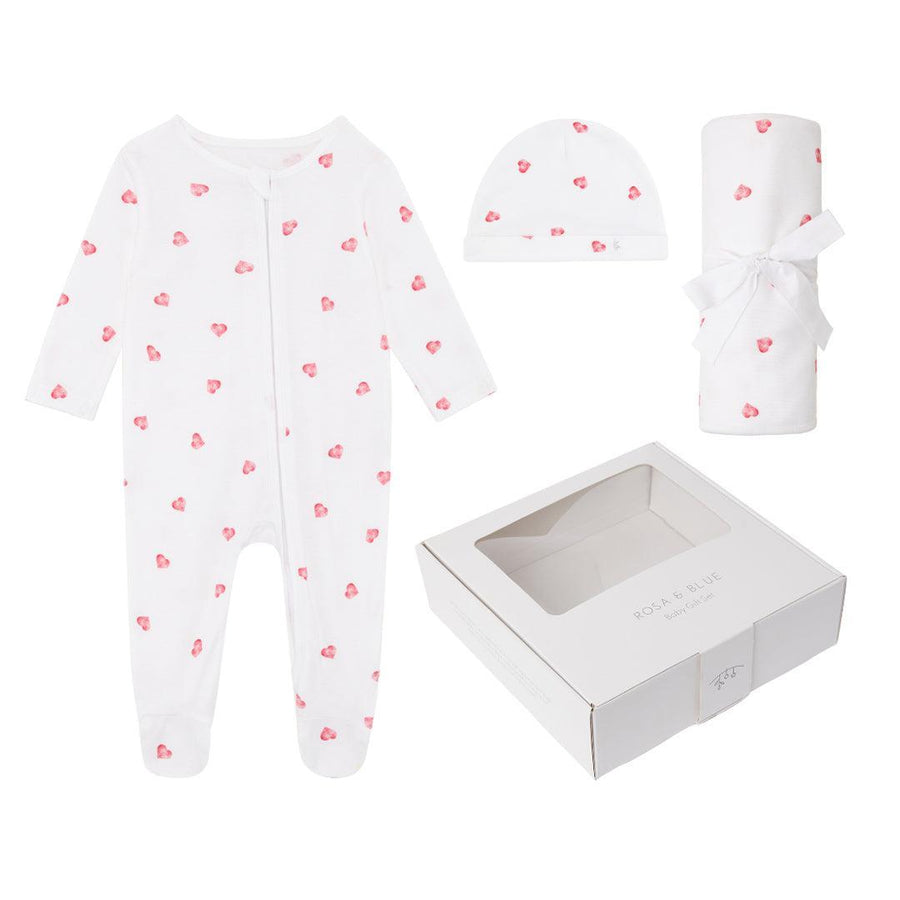 Rosa & Blue Baby Gift Set - Pink Heart-Mama Gift Sets-Pink Heart-0-3m | Natural Baby Shower