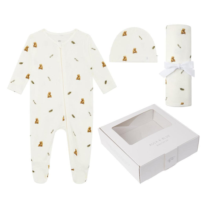 Rosa & Blue Baby Gift Set - Brown Bear-Mama Gift Sets-Brown Bear-0-3m | Natural Baby Shower
