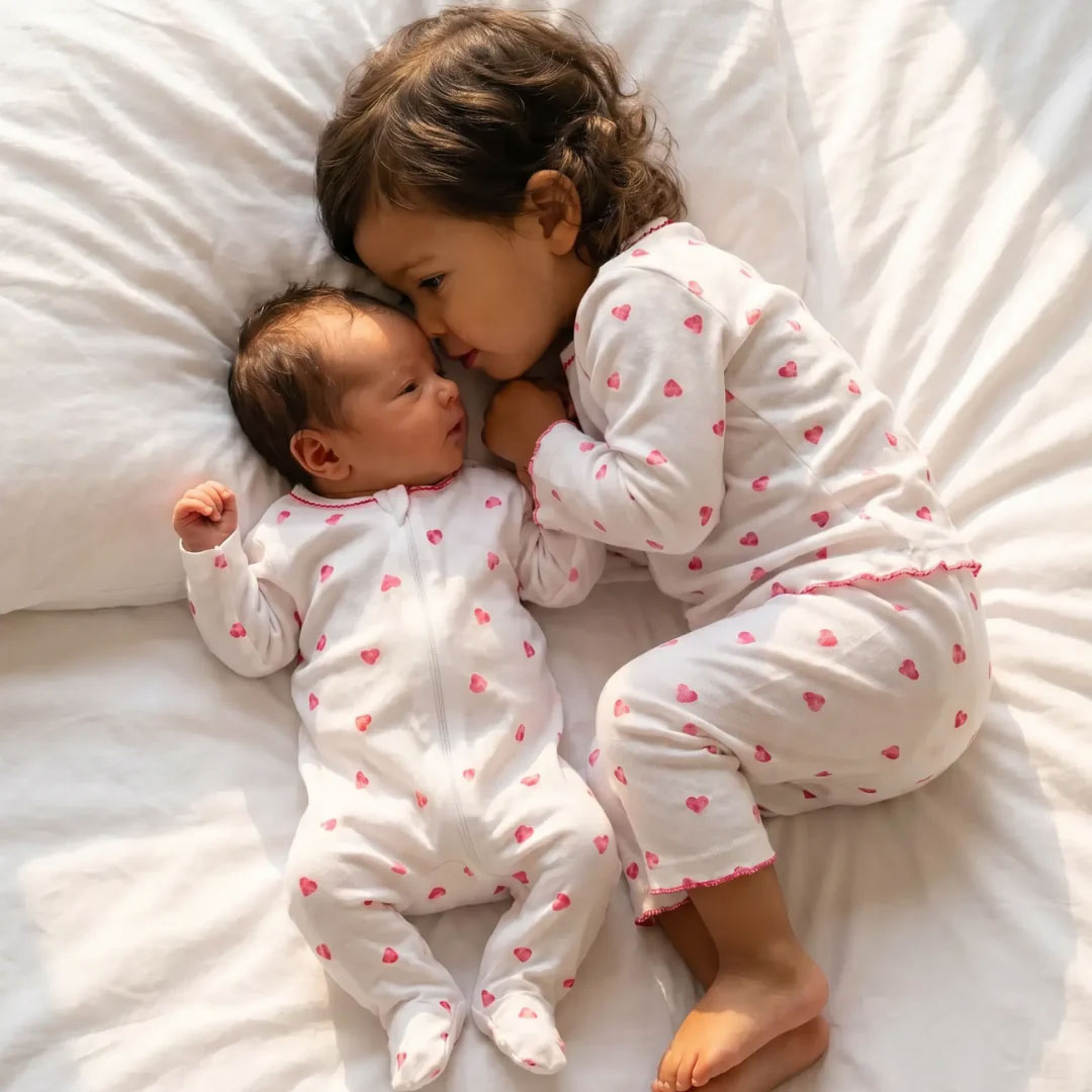 Rosa & Blue Sleepsuit Picot Edge - Pink Heart-Sleepsuits-Pink Heart-0-3m | Natural Baby Shower