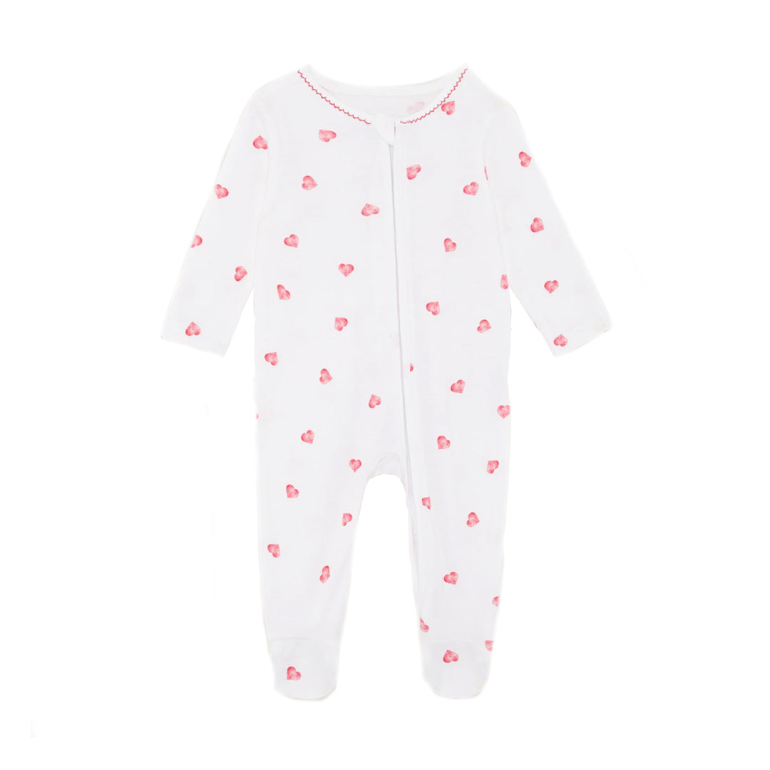 Rosa & Blue Sleepsuit Picot Edge - Pink Heart-Sleepsuits-Pink Heart-0-3m | Natural Baby Shower