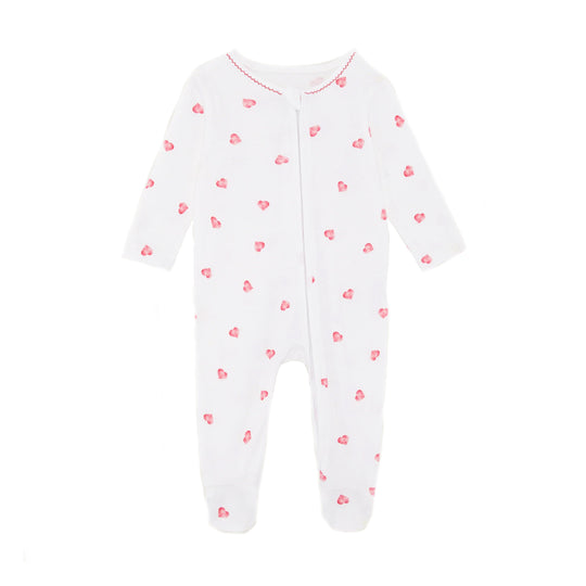 Rosa & Blue Sleepsuit Picot Edge - Pink Heart-Sleepsuits-Pink Heart-0-3m | Natural Baby Shower