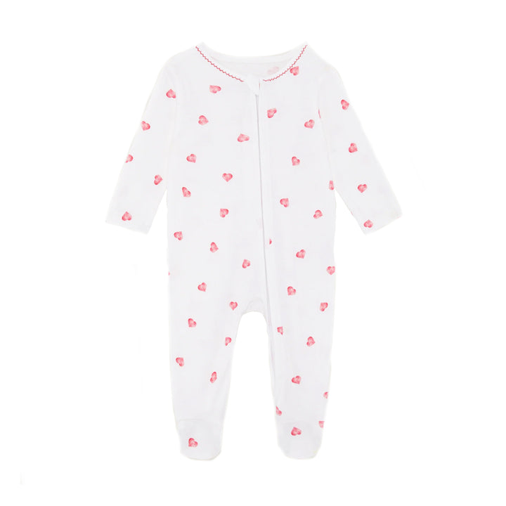 Rosa & Blue Sleepsuit Picot Edge - Pink Heart-Sleepsuits-Pink Heart-0-3m | Natural Baby Shower